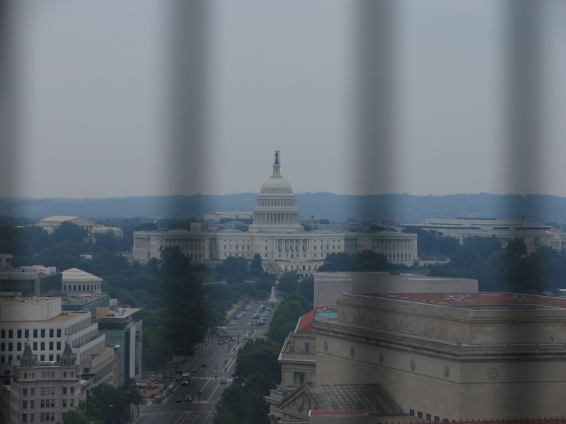 View of the Capitol. Wires block the Window.