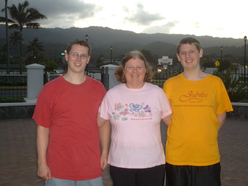 Ben, Lois, Isaac, in front of the Laie Temple