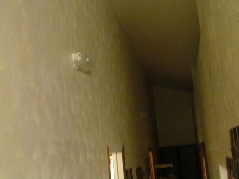 Here is a view from the living room toward the bedrooms, with both lights off.