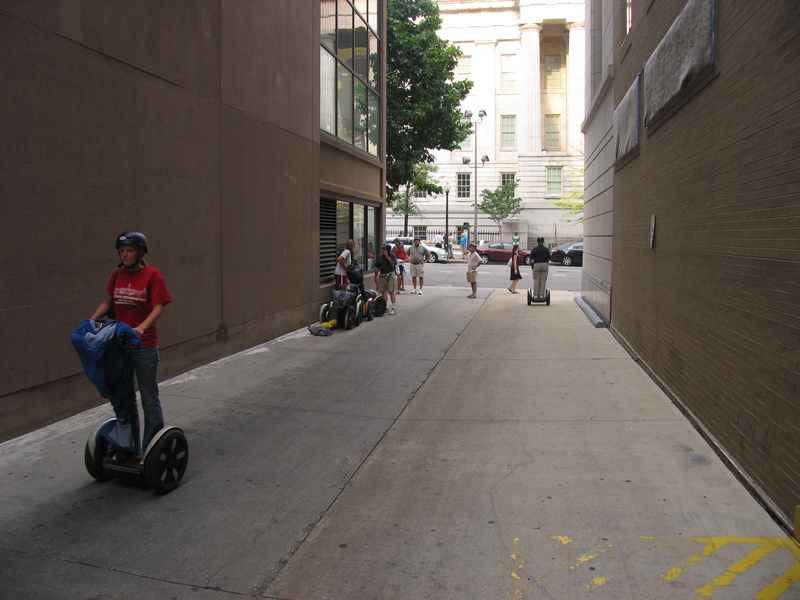Here we are in the alley next to the Segway shop.  We had to practice in a safe and confined place.
