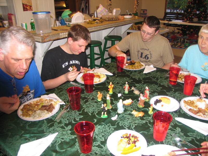 Christmas Dinner 2007-12-25, Don, Isaac, Ben, Doris